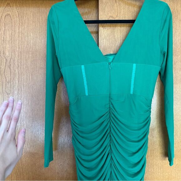 Selfie Leslie Dream Catcher Long Sleeve Ruched Mini Dress Green Size XL - Picture 9 of 10